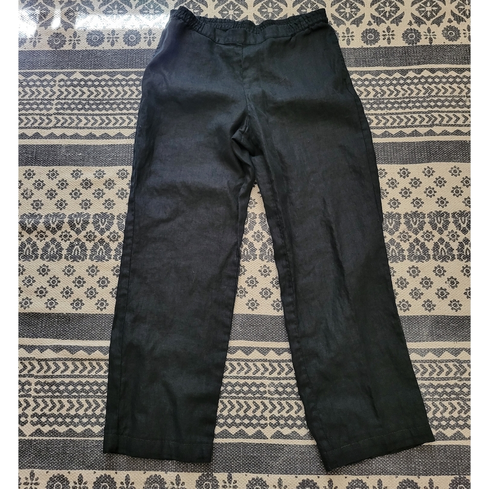Womens jjill all linen tall black pant Size small